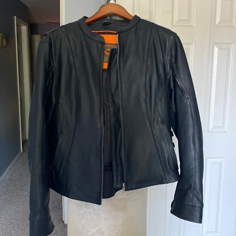 Women’s leather biker jacket